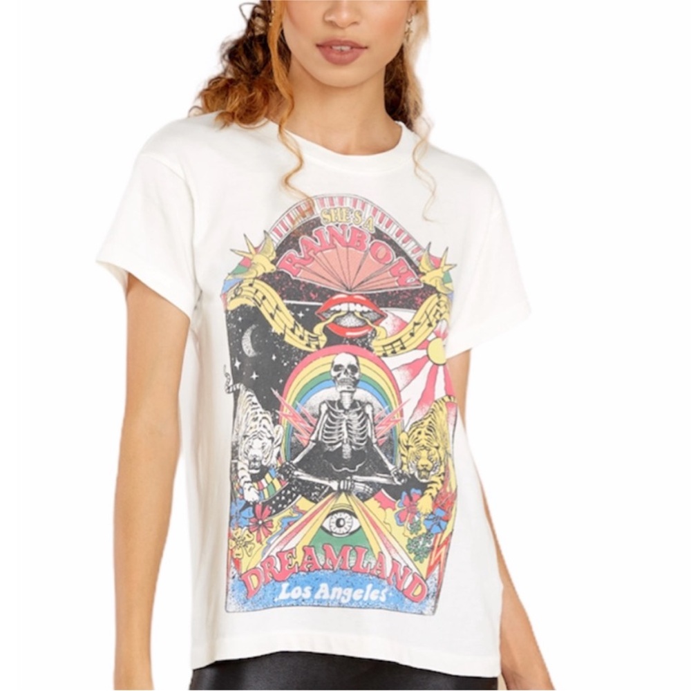 FREE PEOPLE Daydreamer TShirt Dreamland Graphic Tee She’s A Rainbow Small NWOT